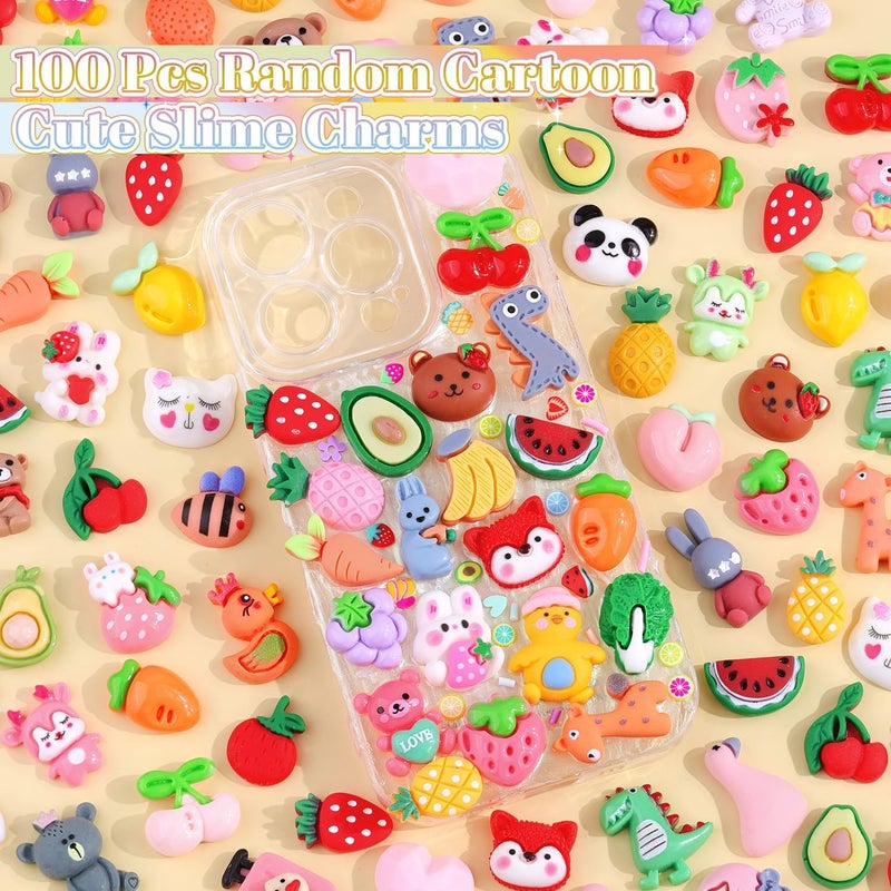 Glitzest 100PCS TINKRSTUFF Fruit Slime Charms Cute Flatback Resin Charms for Slime, Random Kawaii Decoden Charm for Embellishments Phone Junk Case Charms Bulk, Hairpins Scrapbooking Crafting & DIY Decoration - Image 3